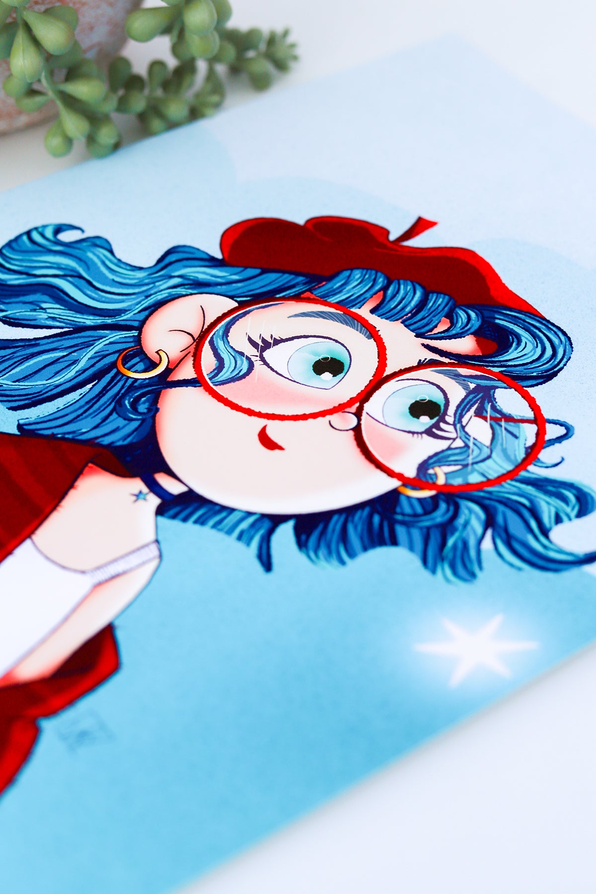 Blue Haired Girl Print