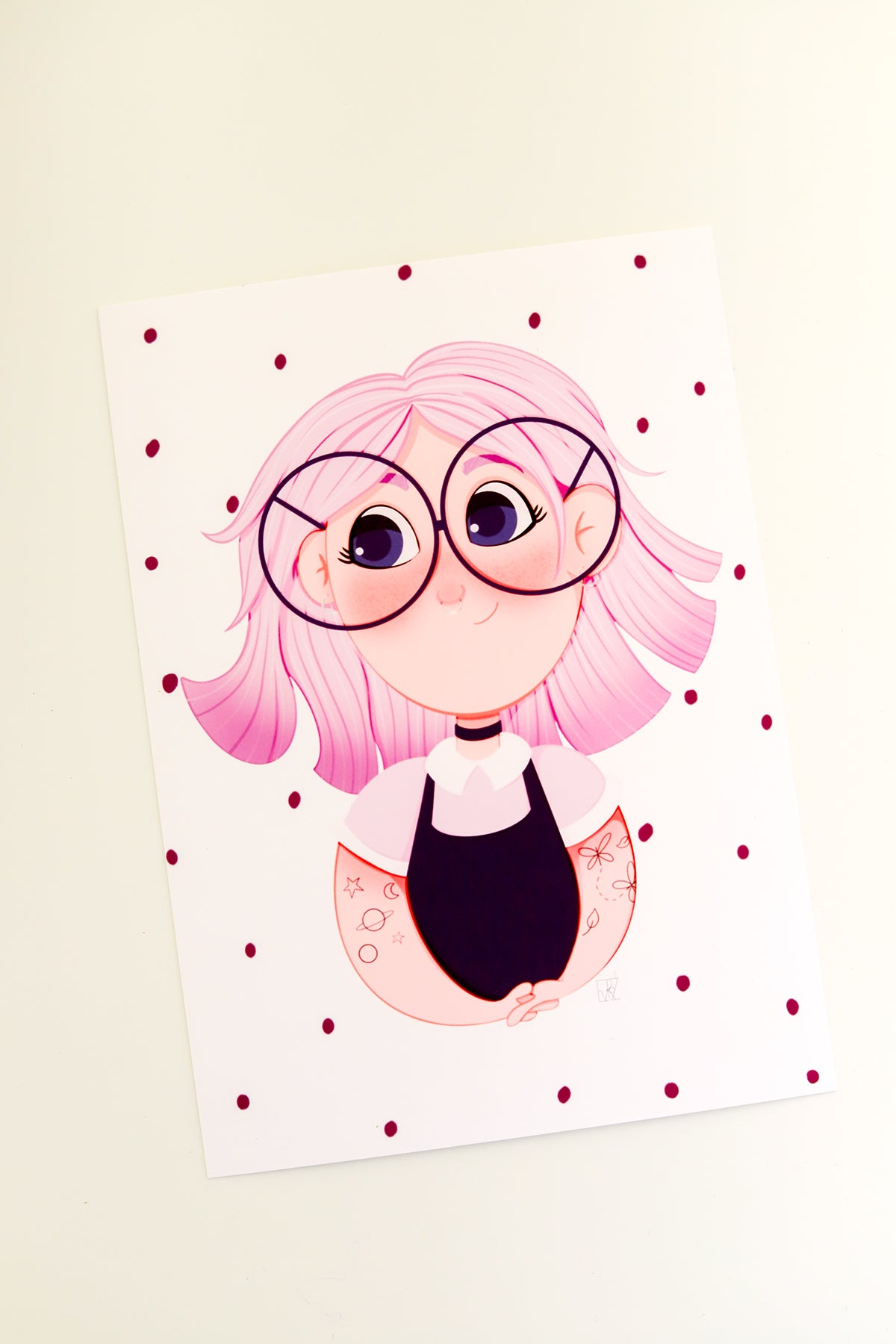 Soft Pink Emo Girl Print