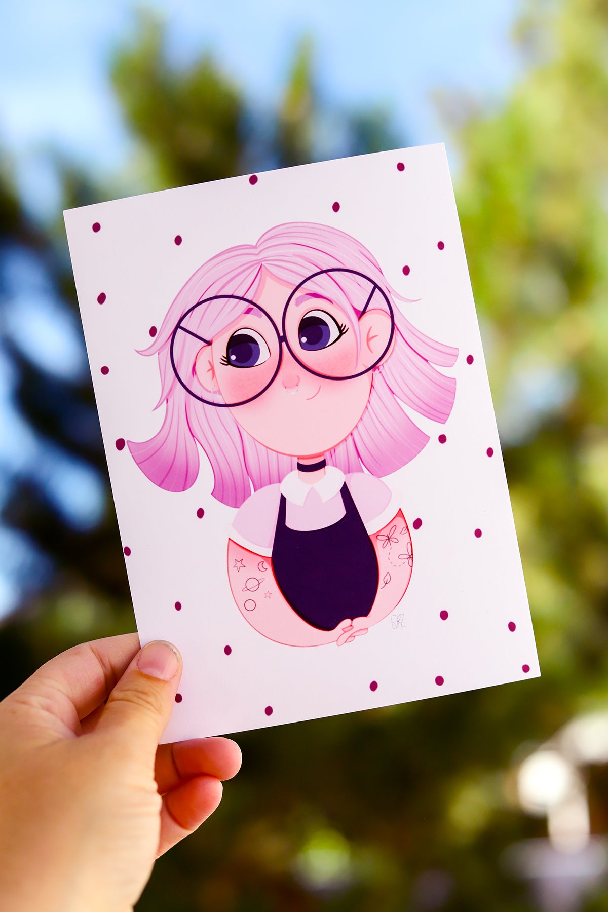 Soft Pink Emo Girl Print